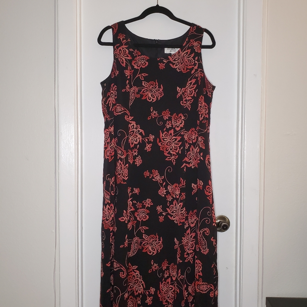 Black and red midi dress